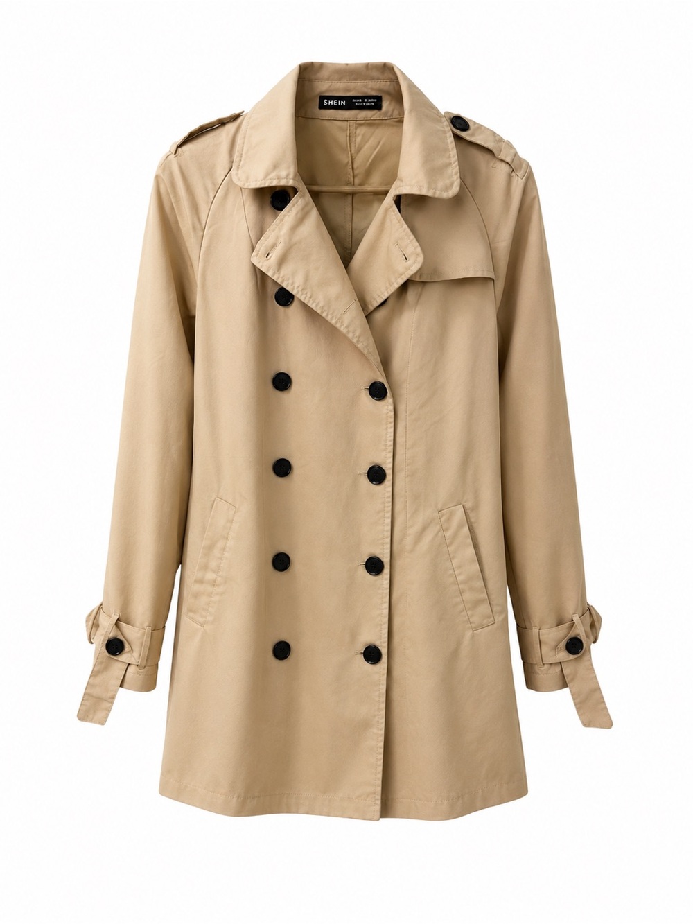 SHEIN Women’s Tan Beige Double Breasted Trench Coat Jacket XL
